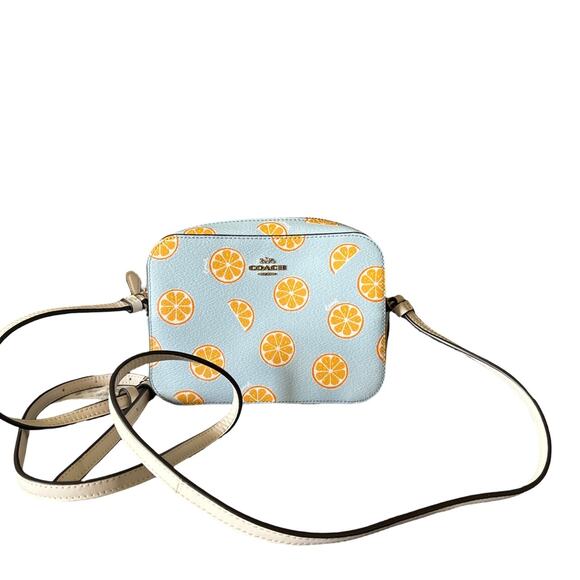 Coach Light Blue and Orange Citrus Print Tote - Picture 1 of 2